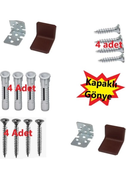 Mobilya Dolap Montaj Kahve Askı Elemanı - Dekoratif L Demir Gönye Köşebent - Köşe Bağlantı 2 Adet