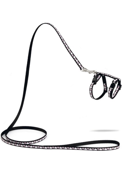 Yavru Kedi Göğüs Tasması ve Gezdirme Kayışı 120CM, Siyah, 16-25CM Boyun, 23-36CM Göğüs Bstmy