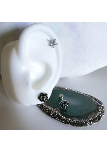 Cerrahi Çelik Gül Piercing Set- 3 Adet - 6 mm