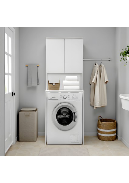 Çamaşır Makinesi Dolabı Mat Beyaz 65 x 182 x 60 cm (Gxyxd)