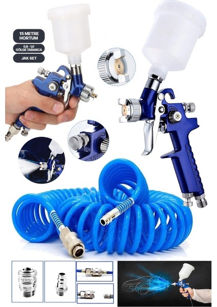 Profesyonel Üstten Depolu metal Paslanmaz Detay Gölge TABANCASI120 Cc/0,8 mm 15MT Hortum Jak Kit