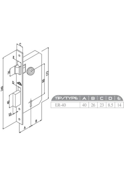Iç Oda Kapı Kilidi Wc-Banyo Siyah 40MMX23MM fiyatları