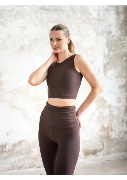 Kahverengi Sırt Dekolteli Askılı Spor Büstiyer