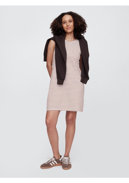 Kadın Açık Kahverengi Kolsuz Yuvarlak Yaka Elbise