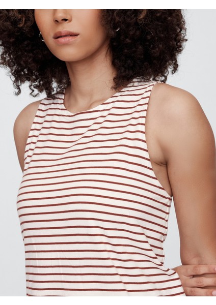 Kadın Açık Kahverengi Kolsuz Yuvarlak Yaka Elbise modelleri