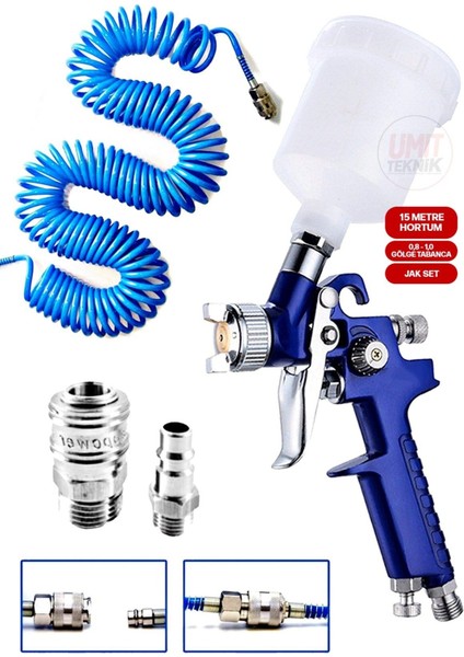Üstten Depolu Metal Paslanmaz Detay Gölge Tabancası 150 cc / 0,8 mm 15MT Hortum Jak Kit