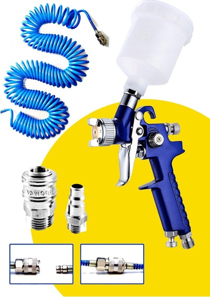 Üstten Depolu Metal Paslanmaz Detay Gölge Tabancası 150 cc / 0,8 mm 15MT Hortum Jak Kit