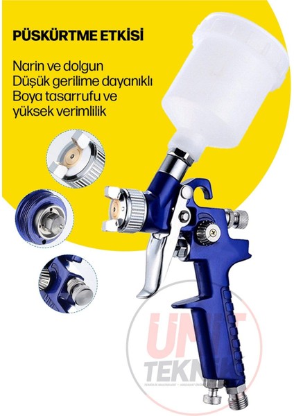 Üstten Depolu Metal Paslanmaz Detay Gölge Tabancası 150 cc / 0,8 mm 15MT Hortum Jak Kit