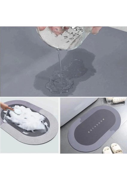 Sihirli Süper Su Emici Kaymaz Tabanlı Oval Paspas 40*60 cm (4887) indirimleri