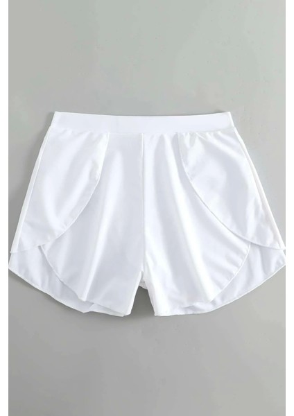 - Kadın Beyaz Yırtmaçlı Etek Görünümlü Şık Deniz Şortu modelleri