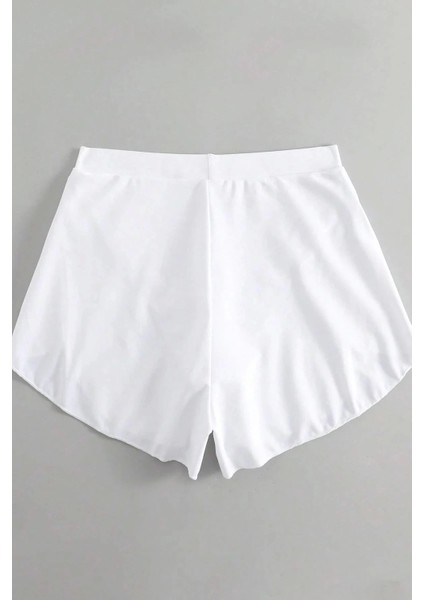 - Kadın Beyaz Yırtmaçlı Etek Görünümlü Şık Deniz Şortu fırsatları
