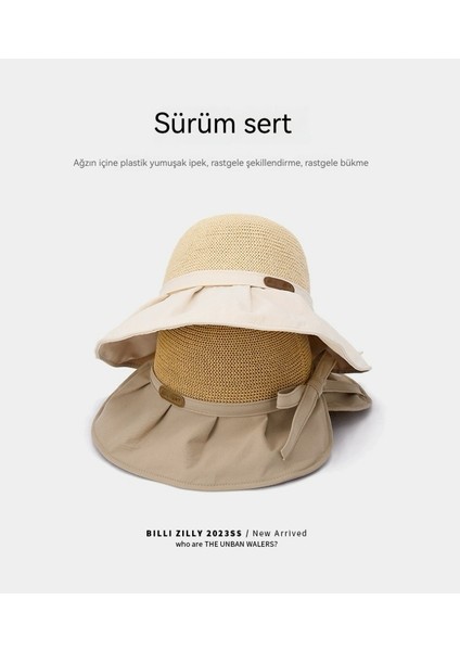 Büyük Kenarlı Yüz Kaplama Balıkçı Güneş Koruyucu Ince Yay Güneş Şapkası (Yurt Dışından)