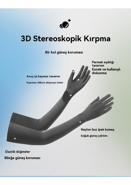 Güneş Koruyucu Eldivenleri Entegre Avuç Içi Kaymaz Uv Önleyici Buz Ipek Kolları (Yurt Dışından) fırsatları