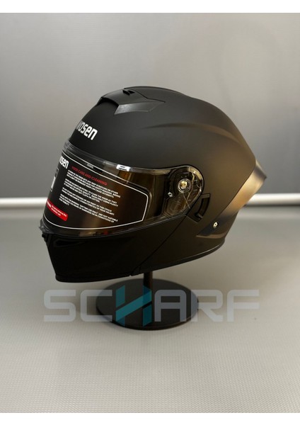 WS-202 Güneş Vizörlü Çene Açılır Kask Matt Black (Şeffaf Vizörlü) fiyatları