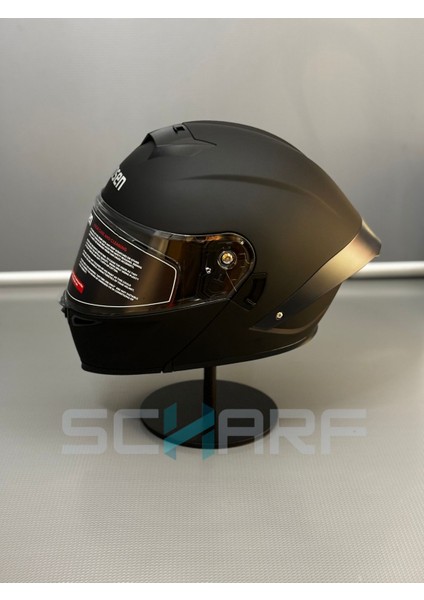 WS-202 Güneş Vizörlü Çene Açılır Kask Matt Black (Şeffaf Vizörlü) modelleri
