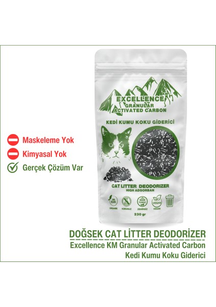 Kedi Kumu Koku Giderici 230gr Excellence KM Granular Activated Carbon Kömür Bazlı Granül Aktif Karbon Kalın Taneli