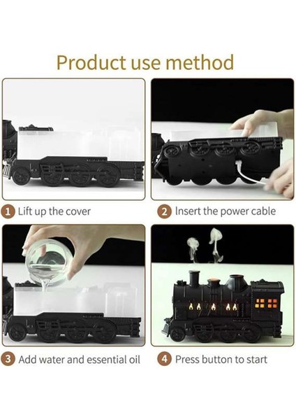 USB Nemlendirici 300ML Tren Şeklinde Esansiyel Yağ Difüzörü Sessiz Soğuk Sis 2 Aydınlatma ve 2 Sis Modu Aromaterapi A (Yurt Dışından)