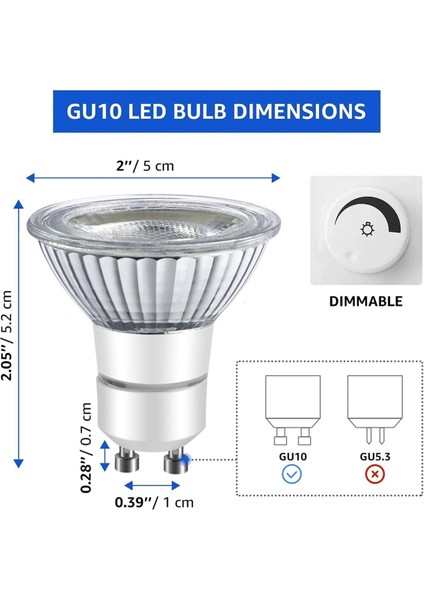 LED GU10-DAVLUMBAZ Ampulleri, LED Ocak Alet Ampulü, Mutfak Aydınlatması Yedek Halojen Ampul 3000K (Yurt Dışından)
