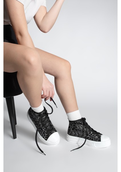 Kadın Sneaker Bağcıklı Bilekli Keten Nakışlı Spor Ayakkabı Havela fırsatları