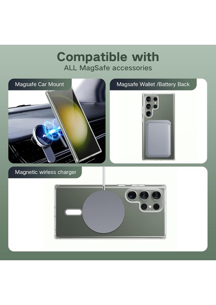 Samsung Galaxy S23 Ultra Kılıf Magsafe Wireless Kablosuz Şarj Uyumlu Manyetik Şeffaf Kapak