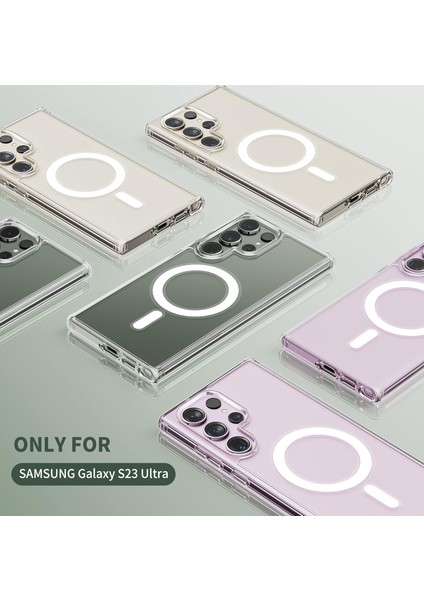 Samsung Galaxy S23 Ultra Kılıf Magsafe Wireless Kablosuz Şarj Uyumlu Manyetik Şeffaf Kapak