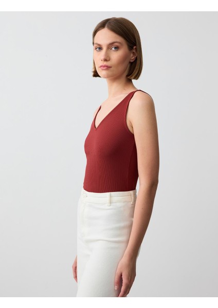 Bakır Dar Kesim V Yaka Örme Atlet modelleri