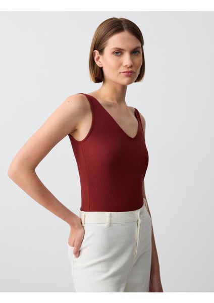 Bakır Dar Kesim V Yaka Örme Atlet fırsatları