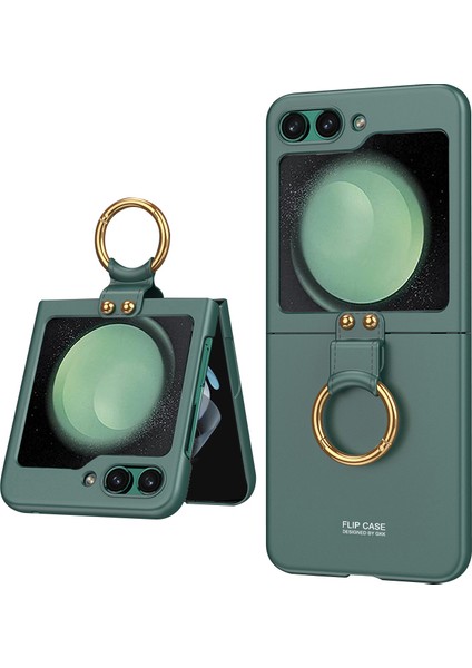 Samsung Galaxy Z Flip5 5g Temperli Cam Arka Ince Sert Pc Telefon Kılıfı Halka Askılı (Yurt Dışından)