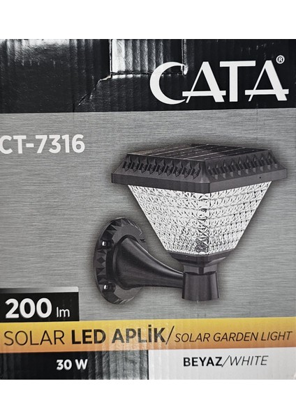 Ct 7316 Solar Bahçe Armatür 30 W 6400 K Beyaz Işık Güneş Enerjili Bahçe Lambası fiyatları