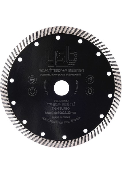 180 mm Turbo Delikli Granit Elmas Testere