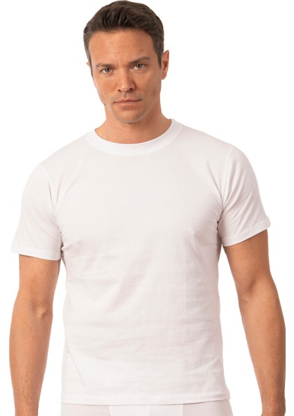 Özkan 12420 Erkek %100 Pamuklu Likrasız Penye Süprem Kumaş Kapalı Yaka Kısa Kollu T-Shirt