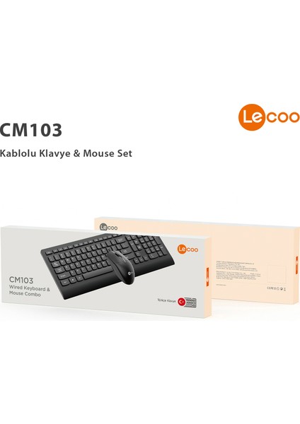 CM103 USB Kablolu Türkçe Q Klavye & Mouse Set Siyah