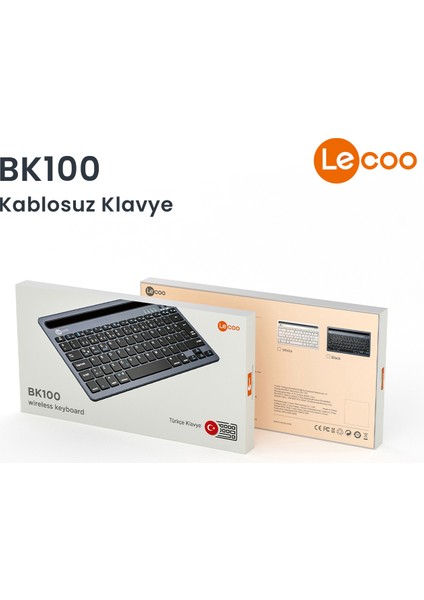 BK100 Çoklu Cihaz ile Uyumlu Şarj Edilebilir Kablosuz Bluetooth Türkçe Q Klavye Beyaz