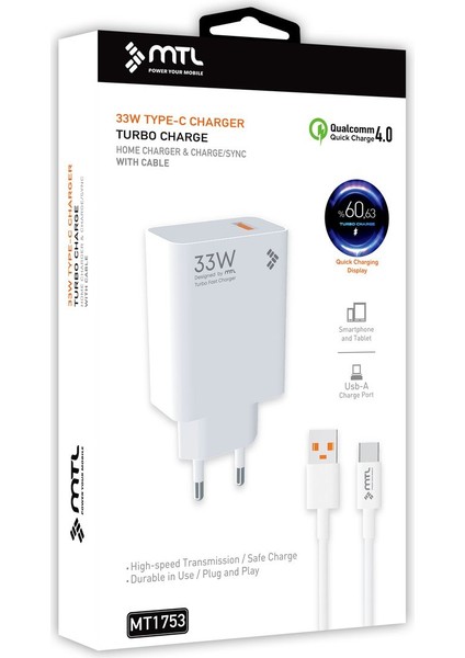 Redmi Note 13 Uyumlu 33W Turbo USB Şarj Seti Qc 4.0 MT1753