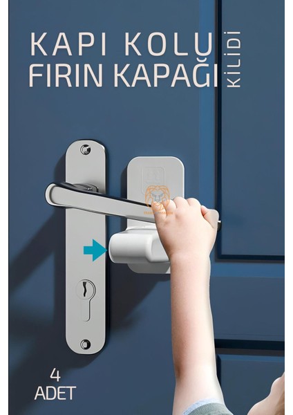 Çocuklara Kapı Kolu ve Fırın Kapağı Güvenlik Kilidi 4 Adet