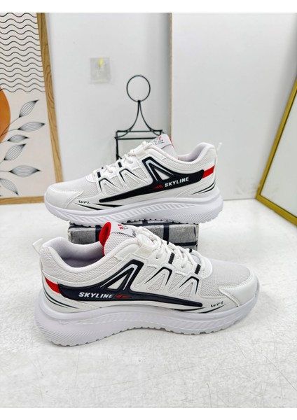 Günlük Erkek Sneaker Fileli Bağcıklı Tırtık Kalın Taban Bilek Destek Dikiş Hafif Spor Ayakkabı 4281