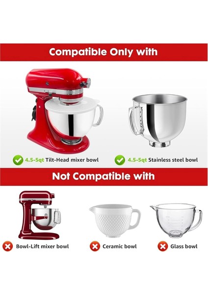 Kitchenaid 4.5-5 Quart Eğimli Kafa Stand Mikserleri Güvenli Dökme Kalkanı ve Mikserler Kase Kapakları Mikser Sıçrama Koruma Kapakları (Yurt Dışından)