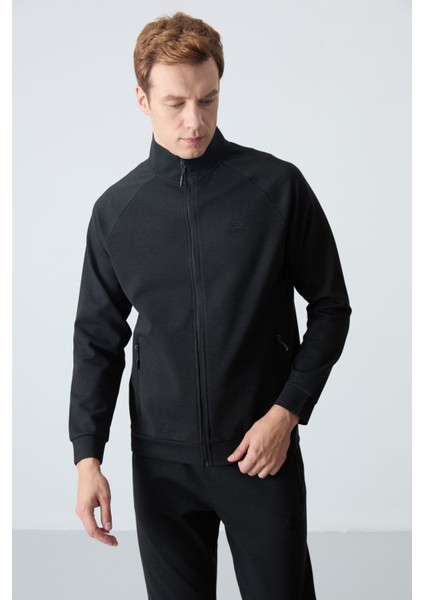 Siyah-Siyah Erkek Dik Yaka Çift Renk Slim Fit Klasik Paça Eşofman Takımı-85113 fırsatları