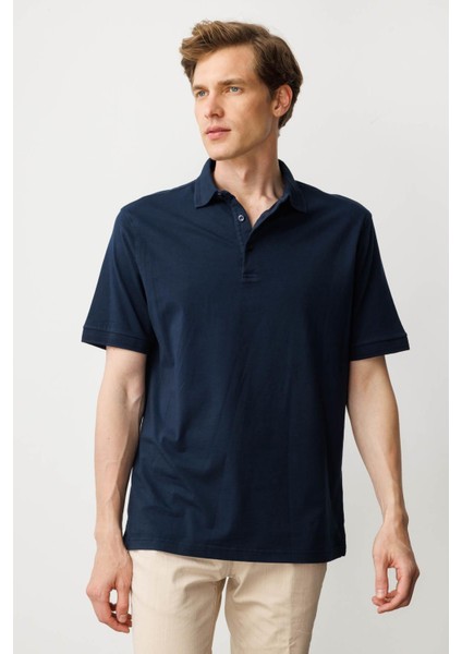 Erkek Polo Yaka T-Shirt Lacivert