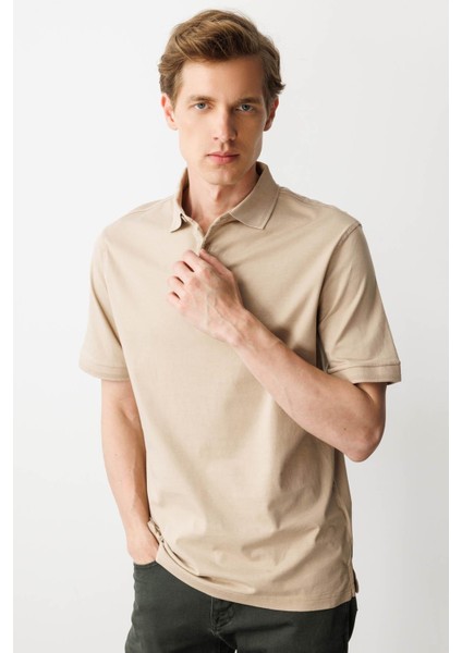 Erkek Polo Yaka T-Shirt K.bej