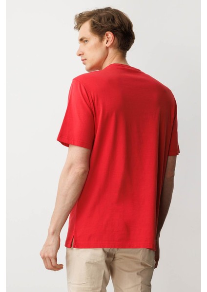 Erkek Sıfır Yaka T-Shirt A.kırmızı