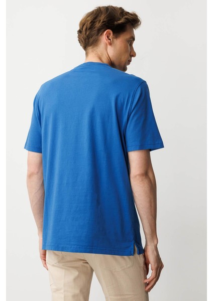 Erkek Sıfır Yaka T-Shirt Saks