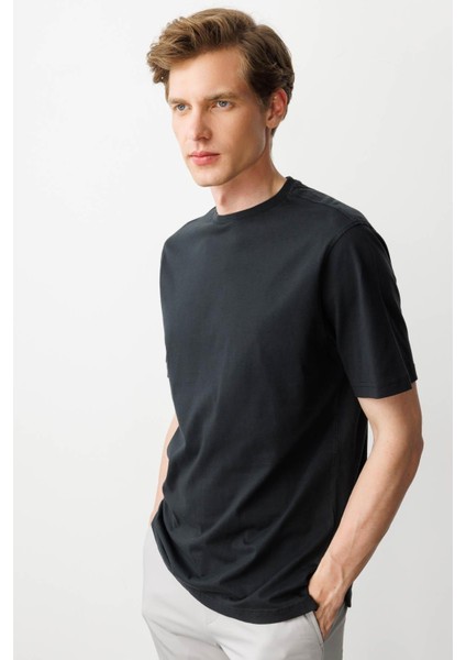 Erkek Sıfır Yaka T-Shirt Siyah