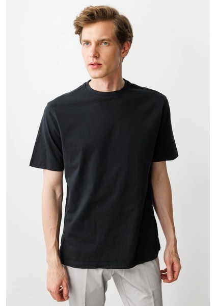 Erkek Sıfır Yaka T-Shirt Siyah