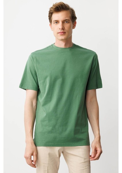 Erkek Sıfır Yaka T-Shirt A.yeşil