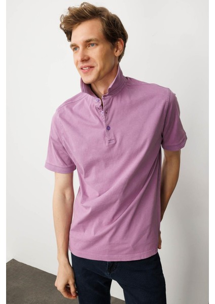 Erkek Polo Yaka T-Shirt Lila