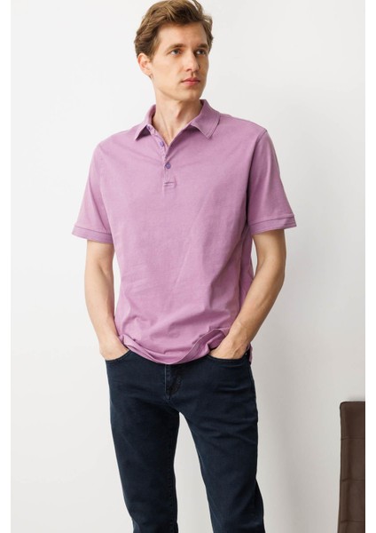 Erkek Polo Yaka T-Shirt Lila fırsatları