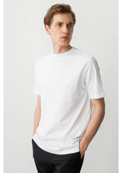 Erkek Sıfır Yaka T-Shirt Beyaz fiyatları