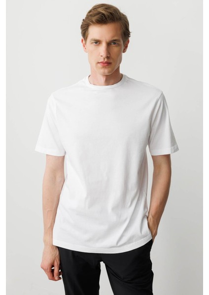 Erkek Sıfır Yaka T-Shirt Beyaz modelleri