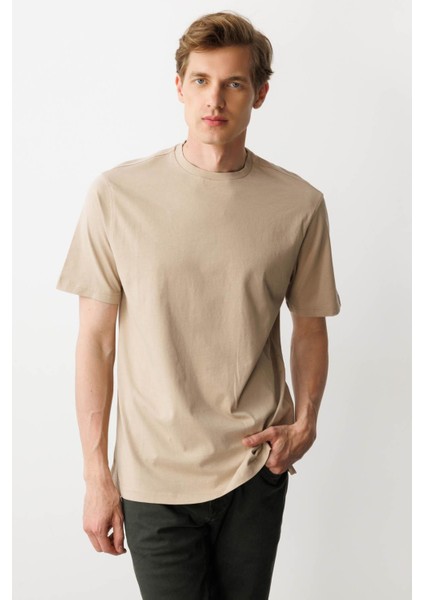 Erkek Sıfır Yaka T-Shirt K.bej